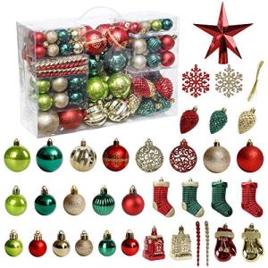 Roseleaf 132-Piece Shatterproof Christmas Ornament Set