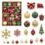 82pcs Shatterproof Christmas Ornaments Set – Gold, Red, Green