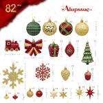 82pcs Shatterproof Christmas Ornaments Set – Gold, Red, Green
