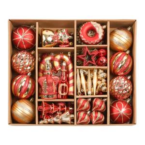 70pcs Red and Gold Christmas Ornament Set