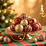 70pcs Red and Gold Christmas Ornament Set