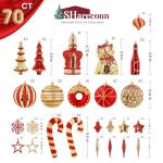 70pcs Red and Gold Christmas Ornament Set
