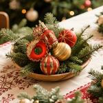 70pcs Red and Gold Christmas Ornament Set