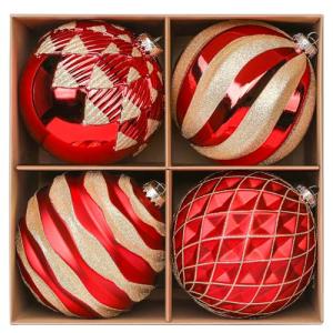 Large Red & Gold Shatterproof Christmas Ball Ornaments