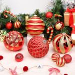 Large Red & Gold Shatterproof Christmas Ball Ornaments