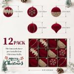 Red & Gold Velvet Glitter Christmas Tree Ornaments