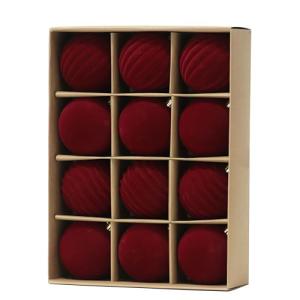 Burgundy Velvet Christmas Ornaments Set of 12