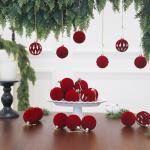 Burgundy Velvet Christmas Ornaments Set of 12