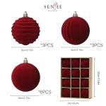 Burgundy Velvet Christmas Ornaments Set of 12