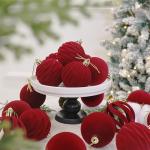 Burgundy Velvet Christmas Ornaments Set of 12