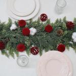 Burgundy Velvet Christmas Ornaments Set of 12