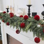 Burgundy Velvet Christmas Ornaments Set of 12