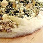 White Faux Fur Christmas Tree Skirt, 48 Inch