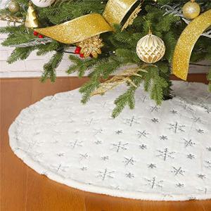 White Sequin Tree Skirt with Silver Snowflakes