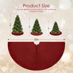 Rustic 52-Inch Red Cable Knit Christmas Tree Skirt