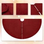 Rustic 52-Inch Red Cable Knit Christmas Tree Skirt