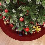 Rustic 52-Inch Red Cable Knit Christmas Tree Skirt