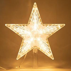Warm White Star Christmas Tree Topper Decor, 8.7 Inch