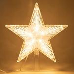 Warm White Star Christmas Tree Topper Decor, 8.7 Inch