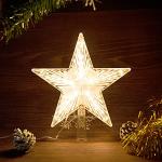 Warm White Star Christmas Tree Topper Decor, 8.7 Inch