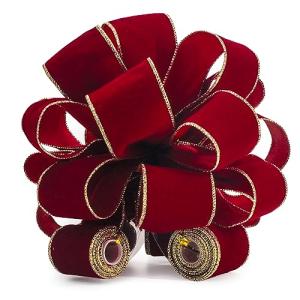 Red Velvet Christmas Tree Topper Bow with Ribbons