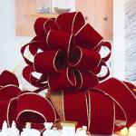 Red Velvet Christmas Tree Topper Bow with Ribbons