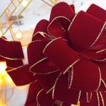 Red Velvet Christmas Tree Topper Bow with Ribbons