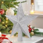 8" Silver Glitter Bethlehem Star Tree Topper