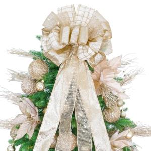 Glitter Satin Mesh Christmas Tree Bow Topper