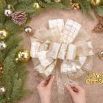 Glitter Satin Mesh Christmas Tree Bow Topper