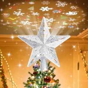Lighted Christmas Tree Topper with LED Projection