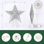 Glittered 3D Christmas Tree Star Topper with Lights