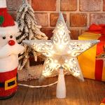 Glittered 3D Christmas Tree Star Topper with Lights