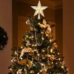 Glittered 3D Christmas Tree Star Topper with Lights