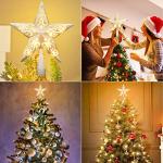 Glittered 3D Christmas Tree Star Topper with Lights