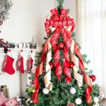 Large Rustic Christmas Tree Topper Bow with Letters