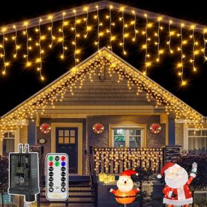 Ollny 504LED Warm White Icicle Lights with Remote