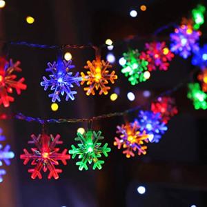 Multicolor 20 FT Battery-Operated Snowflake String Lights