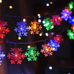 Multicolor 20 FT Battery-Operated Snowflake String Lights