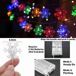 Multicolor 20 FT Battery-Operated Snowflake String Lights