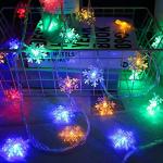 Multicolor 20 FT Battery-Operated Snowflake String Lights