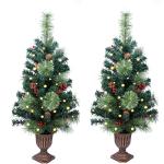 2 Pack 3FT Christmas Entrance Trees with Lights