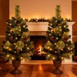 2 Pack 3FT Christmas Entrance Trees with Lights