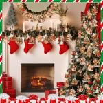 Huwena 36 Pcs Vintage Wooden Christmas Ornaments