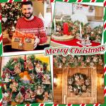 Huwena 36 Pcs Vintage Wooden Christmas Ornaments