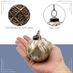 Antique Gold Farmhouse Ball Ornaments - Set of 6