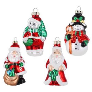 Vintage Glass Christmas Ornaments Set - 4ct