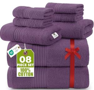 Plum 8-Piece Premium Cotton Towel Set