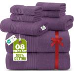 Plum 8-Piece Premium Cotton Towel Set