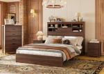 Walnut 4-Piece Queen Bedroom Set with USB Ports